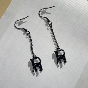 🐈‍⬛ Earrings Handmade Black Cat Dangle Jewelry Witch Familiar Animal Vet Cute